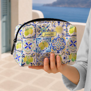 Zomer Siciliaans Blauw Geel Majolica Citrus Toilettasje