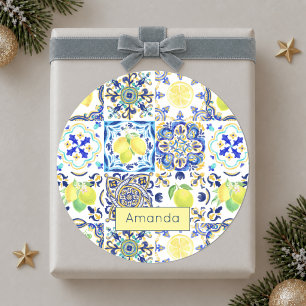 Zomer Siciliaans citrus Mediterraan majolica Ronde Sticker