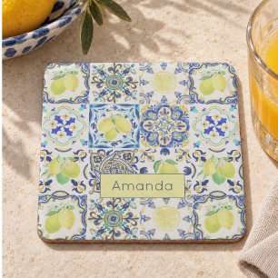 Zomer Siciliaans citrus Mediterraan majolica Stenen Onderzetter
