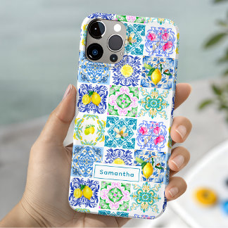 Zomer Siciliaans kleurrijke azulejo Amalfi Mediter iPhone 15 Case