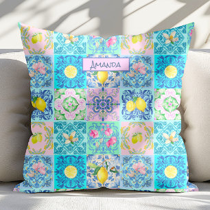 Zomer Siciliaans turquoise kleurrijk azulejo Amalf Kussen
