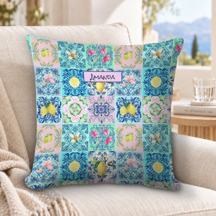 Zomer Siciliaans turquoise kleurrijk azulejo Amalf Kussen