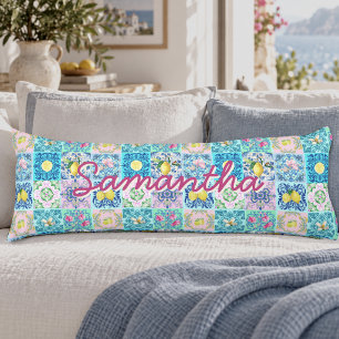 Zomer Siciliaans turquoise kleurrijk azulejo Amalf Lichaamskussen