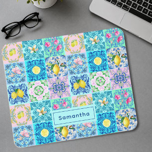 Zomer Siciliaans turquoise kleurrijk azulejo Amalf Muismat