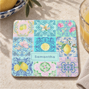 Zomer Siciliaans turquoise kleurrijk azulejo Amalf Stenen Onderzetter