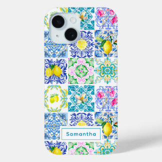 Zomer Siciliaanse kleurrijke azulejo Amalfi Medite iPhone 15 Case