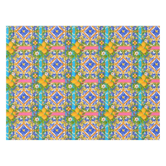 Zomer, Siciliaanse tegels, citrusvruchten, citroen Tafelkleed (Voorkant (Horizontaal))