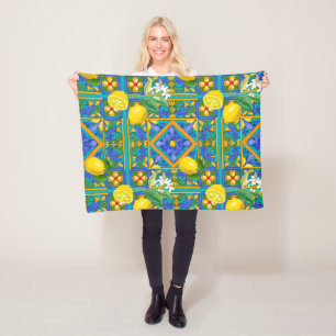 Zomer, Siciliaanse tegels, citrusvruchten, sinaasa Fleece Deken