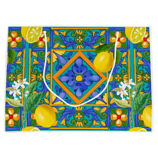 Zomer, Siciliaanse tegels, citrusvruchten, sinaasa Groot Cadeauzakje (Voorkant)