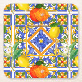 Zomer, Siciliaanse tegels, citrusvruchten, sinaasa Kartonnen Onderzetters (Voorkant)