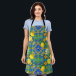 Zomer, Siciliaanse tegels, citrusvruchten, sinaasa Schort<br><div class="desc">Summer,  Siciliaanse tegels,  citrusvruchten,  sinaasappels,  majolica,  citroenen,  mediterraan patroon</div>