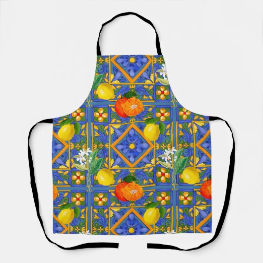 Zomer, Siciliaanse tegels, citrusvruchten, sinaasa Schort (Voorkant)