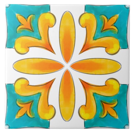 Zomer, Siciliaanse tegels, majolica, keramische te Tegeltje (Voorkant)