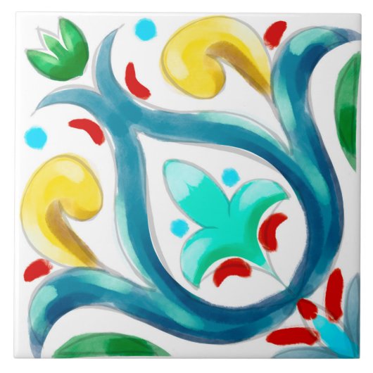 Zomer, Siciliaanse tegels, majolica, keramische te Tegeltje (Voorkant)