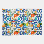 Zomer, Siciliaanse tegels, majolica, keramische te Theedoek (Horizontaal)