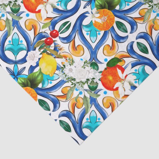 Zomer, Siciliaanse tegels, majolica, keramische te Tissuepapier (Detail)