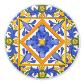 Zomer, Siciliaanse tegels, majolica, Middellandse  Keramische Knop (Voorkant)