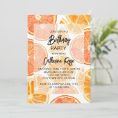 Zomer Sinaasappel Citrus Slice Verjaardagsfeestje Kaart (Staand voorkant)