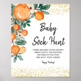 Zomer Sinaasappel Waterverf Baby Sock Hunt Poster