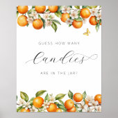 Zomer Sinaasappels Baby shower hoeveel Snoepjes Poster (Voorkant)