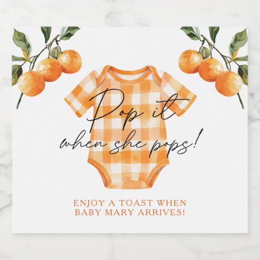 Zomer Sinaasappels Bodysuit Pop het als ze Poppen Sparkling Wijnetiket (Enkel label)