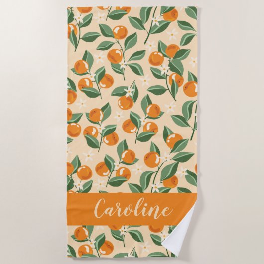 Zomer  Sinaasappels Boho Fruit gepersonaliseerd Strandlaken (Voorkant)