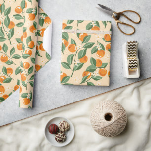 Zomer  Sinaasappels Boho Natuur Fruit Cadeaupapier