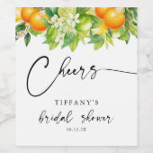 Zomer Sinaasappels Citroen Citrus Proost Bruidsfee Wijn Etiket (Enkel label)