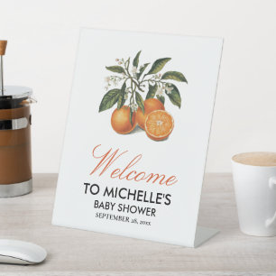 Zomer Sinaasappels Citrusfruit Baby Shower Welkom Reclamebord Met Voetstuk