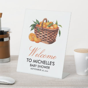 Zomer Sinaasappels Citrusfruit Baby Shower Welkom Reclamebord Met Voetstuk