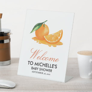 Zomer Sinaasappels Citrusfruit Baby Shower Welkom Reclamebord Met Voetstuk