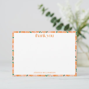 Zomer Sinaasappels Fruit Aquarel Roze Baby Shower Bedankkaart