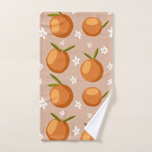 Zomer Sinaasappels Fruit kleine witte bloemetjes P Bad Handdoek (Handdoek)
