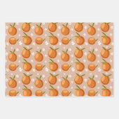 Zomer Sinaasappels Fruit kleine witte bloemetjes P Inpakpapier Vel (Voorkant)
