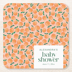 Zomer Sinaasappels Fruit Roze Baby Shower Custom Kartonnen Onderzetters