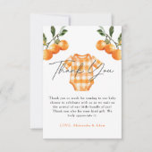 Zomer Sinaasappels Schattigee Bodysuit Baby shower Bedankkaart (Voorkant)