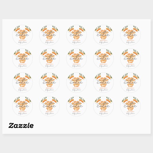 Zomer Sinaasappels Schattigee Bodysuit Baby shower Ronde Sticker (Vel)