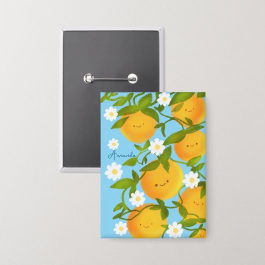 Zomer Sinaasappels Tree Garden Button (Voorkant / Achterkant)
