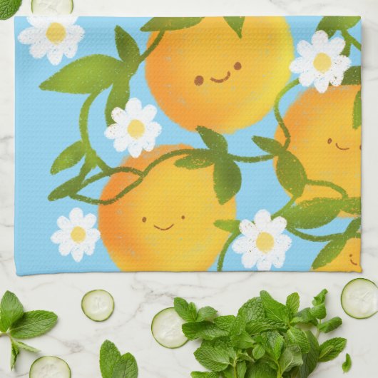 Zomer Sinaasappels Tree Garden Theedoek (Gevouwen)