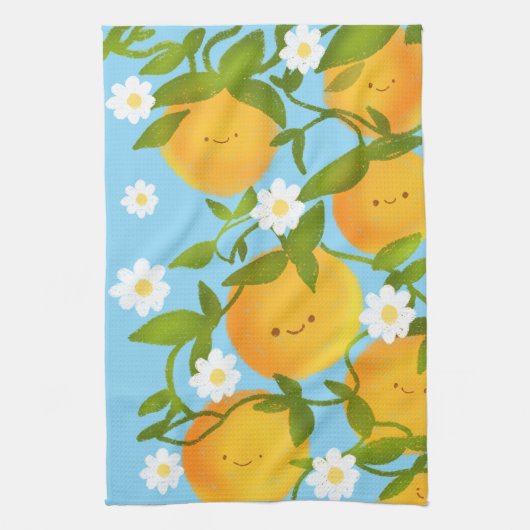 Zomer Sinaasappels Tree Garden Theedoek (Verticaal)