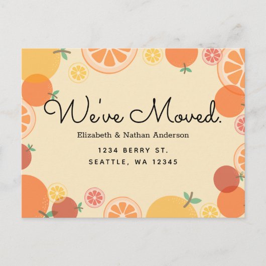 Zomer Sinaasappels Verplaatsend Aankondiging Brief (Voorkant)