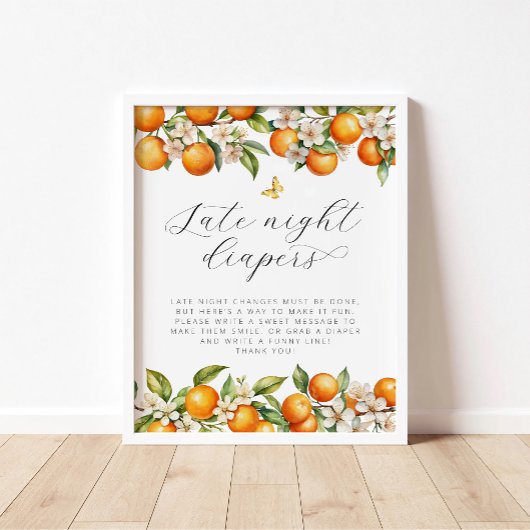 Zomer Sinaasappels Vlinder Late Night Luiers Poster