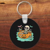 Zomer Skelet In Pompoen Float Schattige Spooky Poo Sleutelhanger (Voorkant)