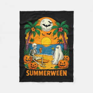 Zomer Skeleton Ghost Beach Party Halloween VI Fleece Deken