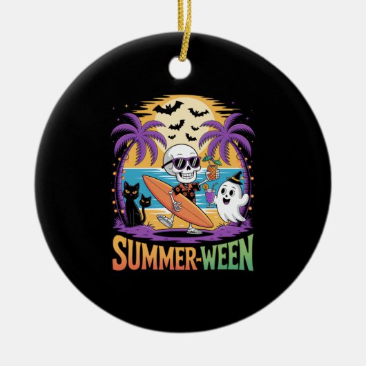 Zomer Skeleton Party Halloween Keramisch Ornament (Voorkant)