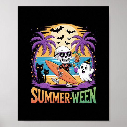 Zomer Skeleton Party Halloween Poster (Voorkant)