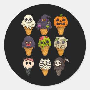 Zomer Skeleton Zombie Pumpkin Mummy Ice Cream Ronde Sticker