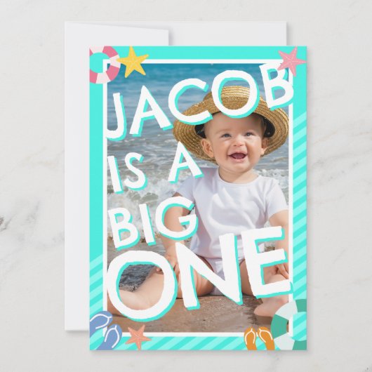 Zomer Sky Blue Boys 1e verjaardag Kaart (Voorkant)