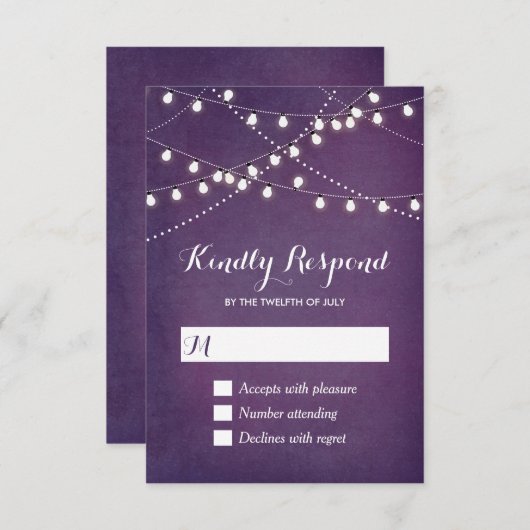 Zomer Slingerlichten RSVP Antwoordkaart (Voorkant / Achterkant)