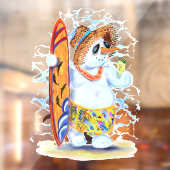 Zomer Sneeuwman Surfer Grappig Venster Cling Raamsticker (Vel 2)